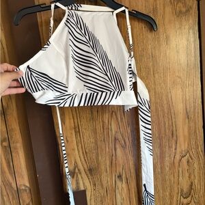 SHEIN Black Leaf Pattern A-Line Skirt